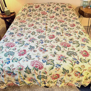 Cuddledown Duvet Cover Floral Paisley Retired 100% Linen Oversized Queen 95x95"